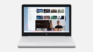 Apple Music op het scherm van een Microsoft Surface Laptop SE