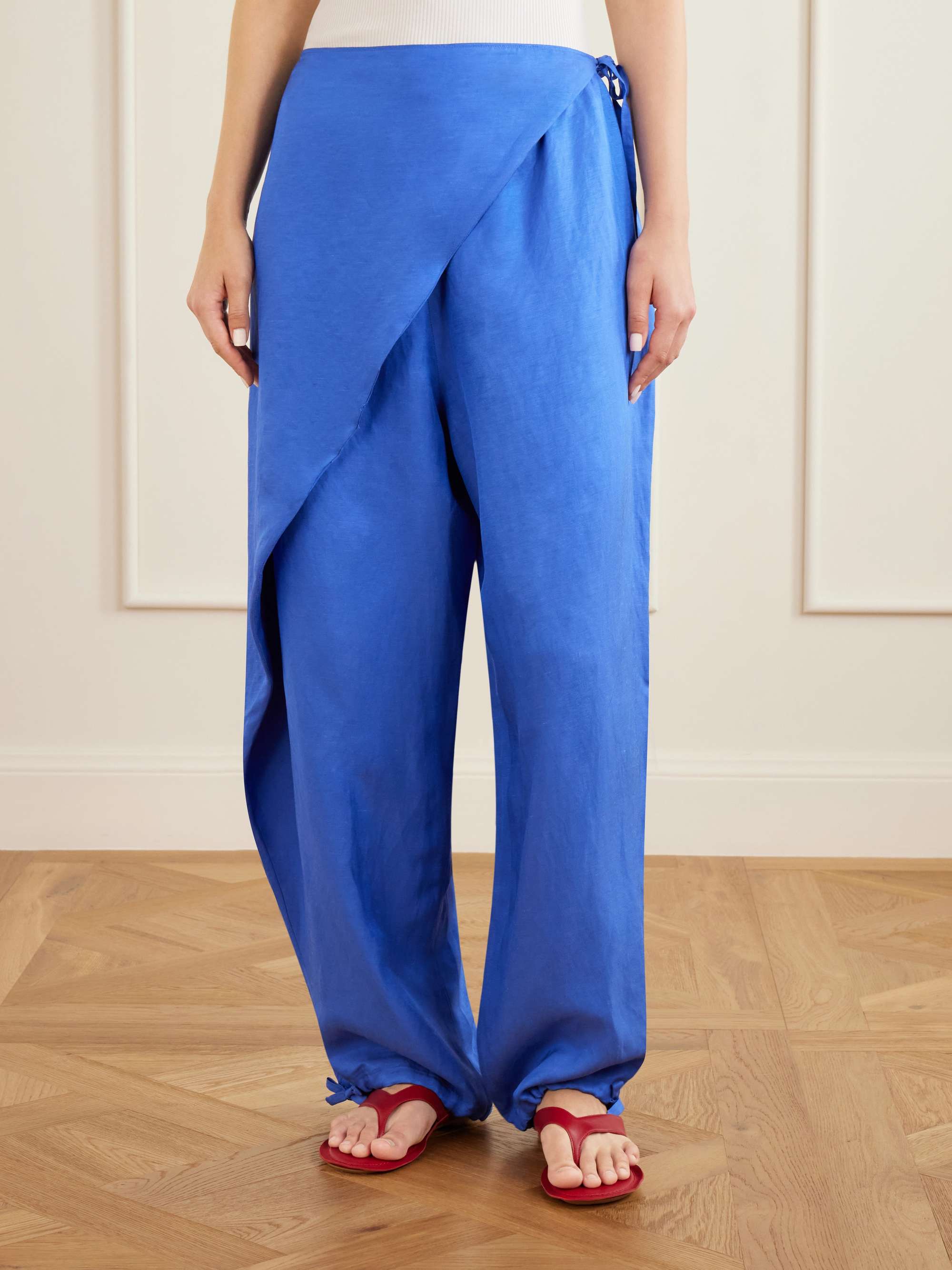 Tie-Detailed Woven Balloon Pants