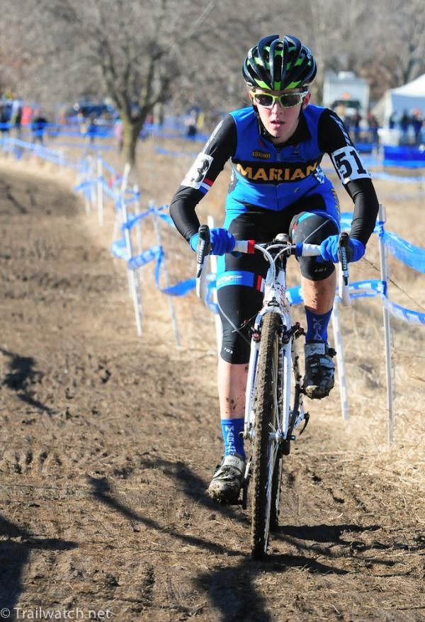 Kaitlin Antonneau (Marian University) racing with a large lead