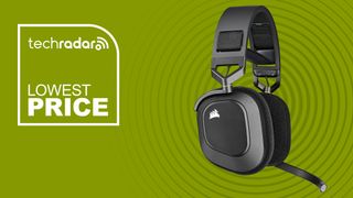 Corsair HS80 Max Wireless gaming headset deal with the words "lowest price"