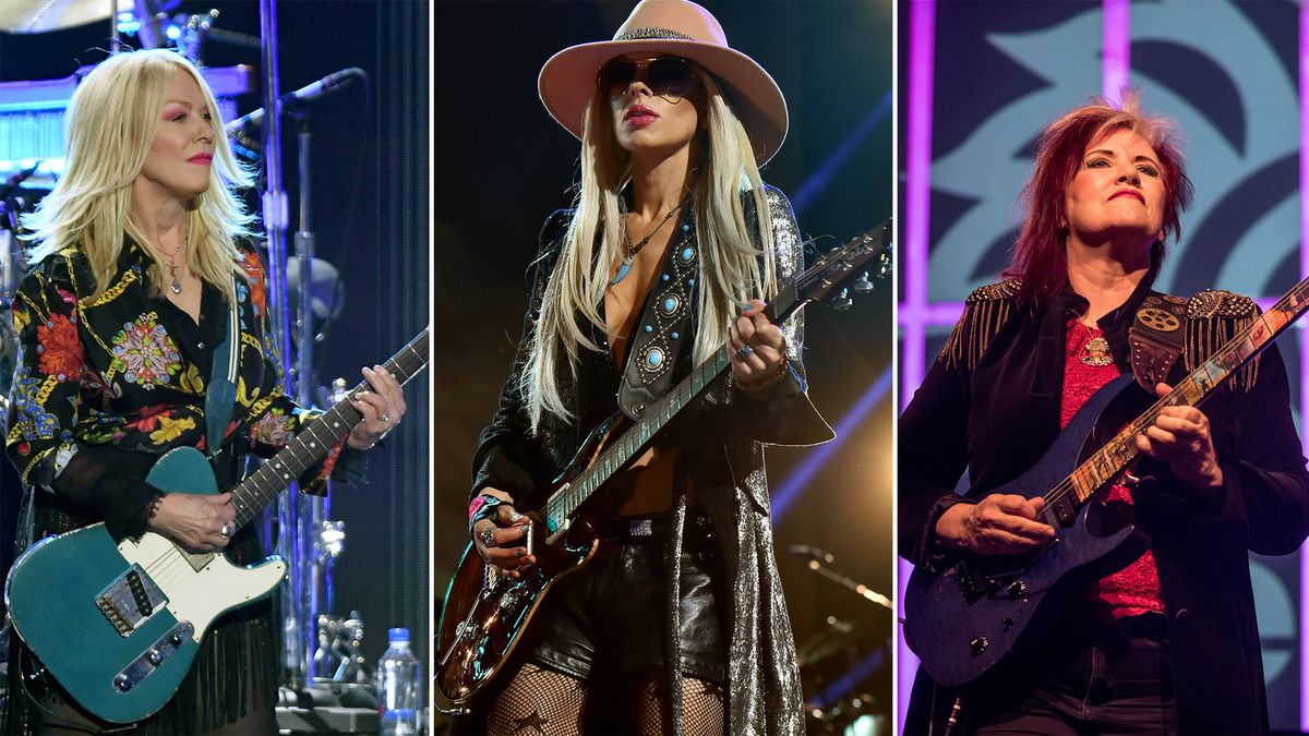 (from left) Nancy Wilson, Orianthi and Jennifer Batten