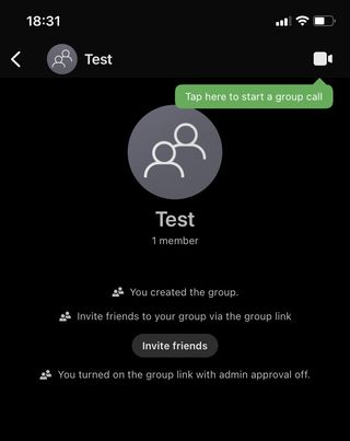 A screenshot of SIgnal's chat-group-creation screen.