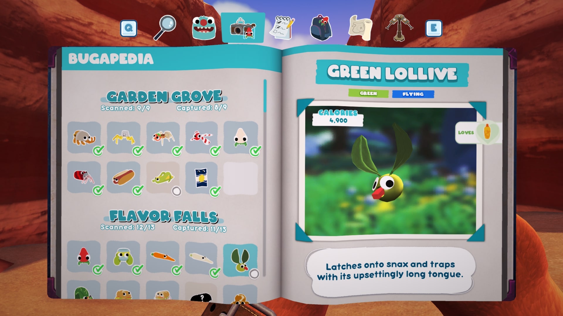 Bugsnax Bugapedia: Green Lollive
