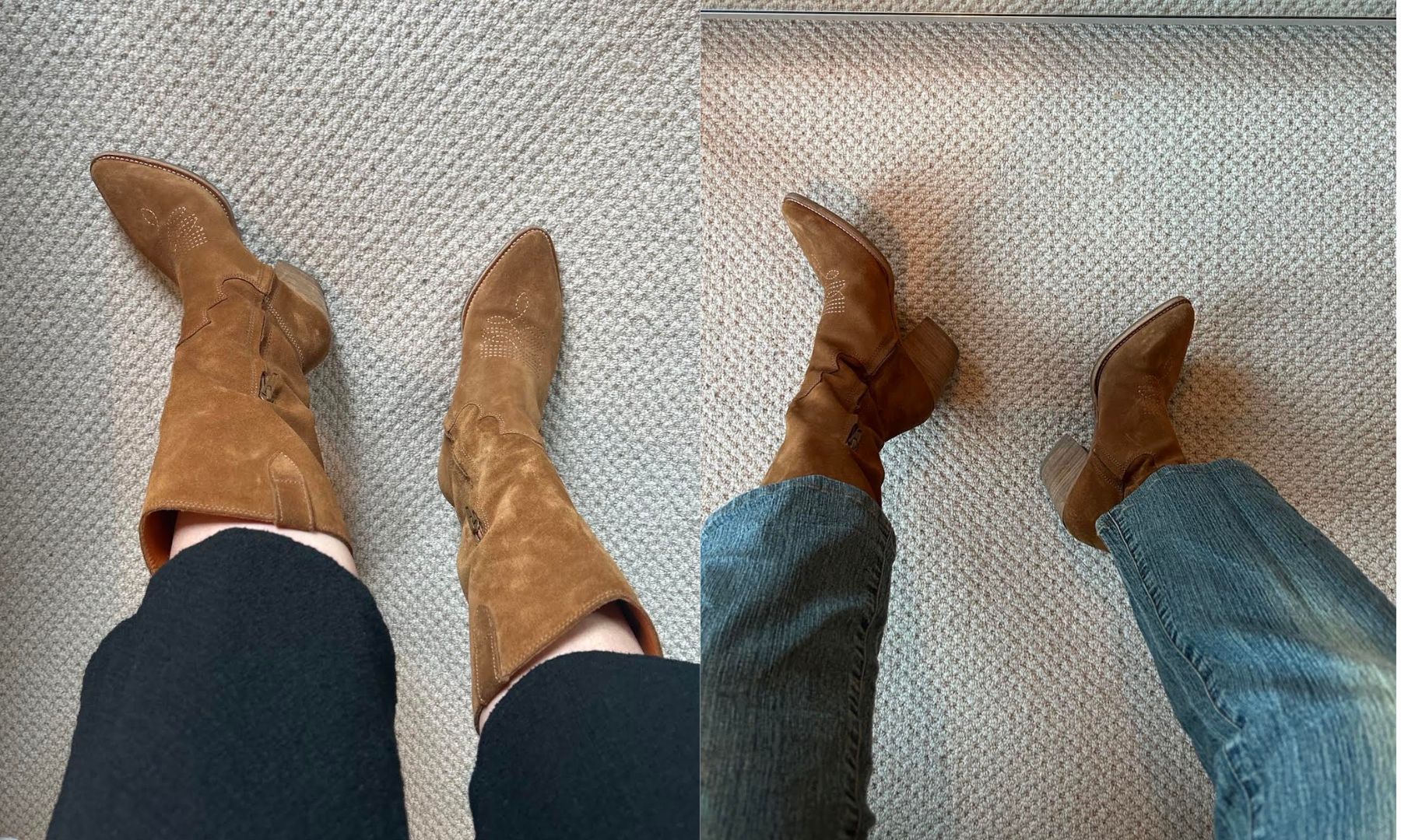 Image of suede knee-high boots