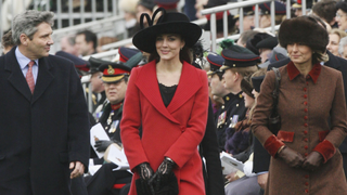 Kate Middleton with her parents Carole and Michael attend the Sovereign's Parade at Sandhurst Military Academy on December 15, 2006 in Surrey, England