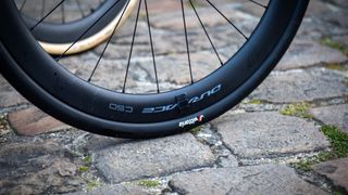 A Team DSM Scott Foil Dura-Ace wheel