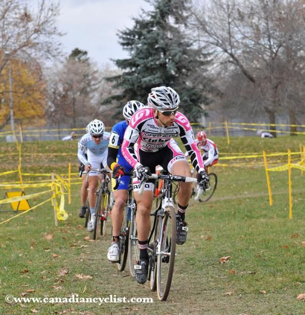 Derrick St. John (Garneau - Club Chaussures - Ogilvy Renault) leading the chasers.