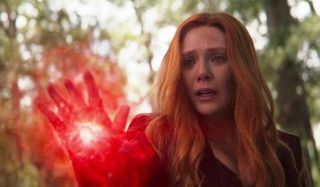 Avengers: Infinity War Scarlet Witch crying as she uses her powers