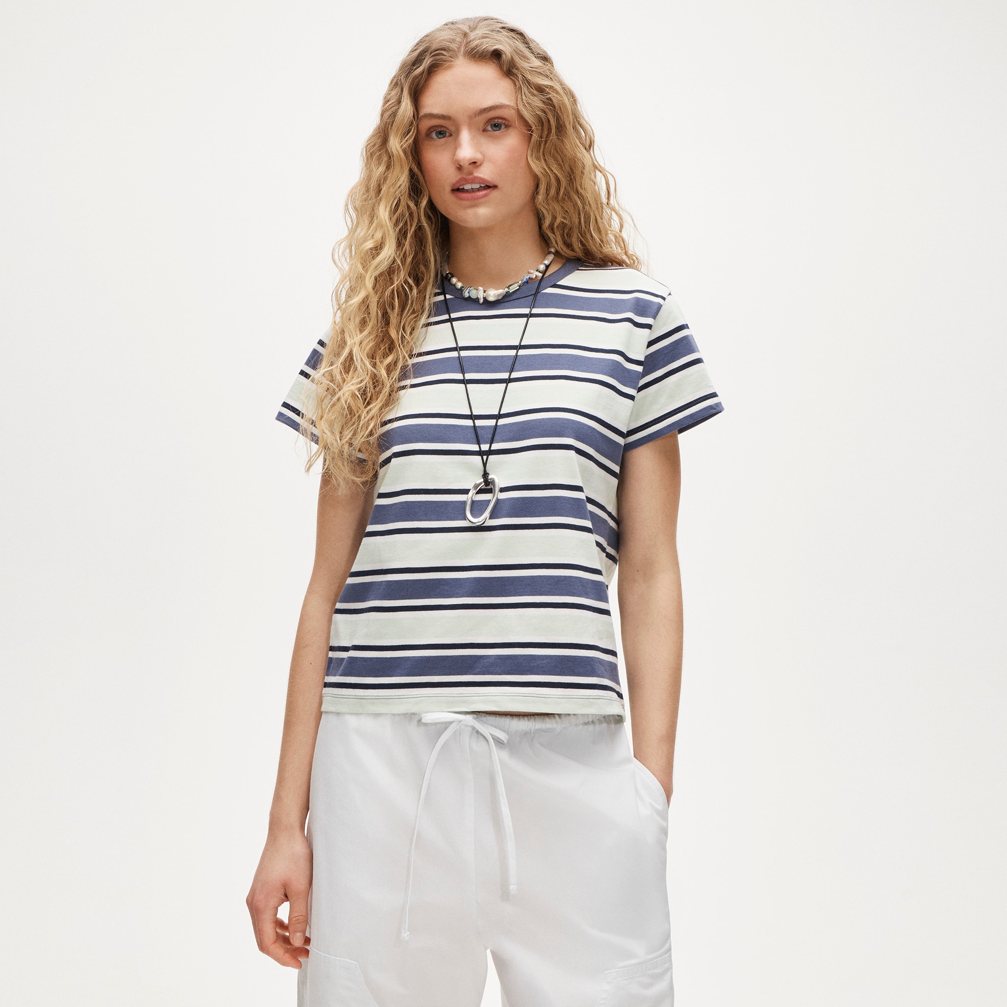 Boyfriend Jersey Classic-Fit T-Shirt in Stripe