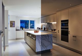 cool light vs warm light in a kitchen lighting design