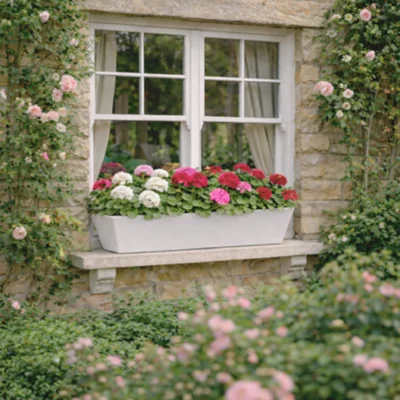 Fargro Home and Garden Window Box Planter White Polystone Outdoor Plant Pot 35cm X 14cm X 13cm 4l Small