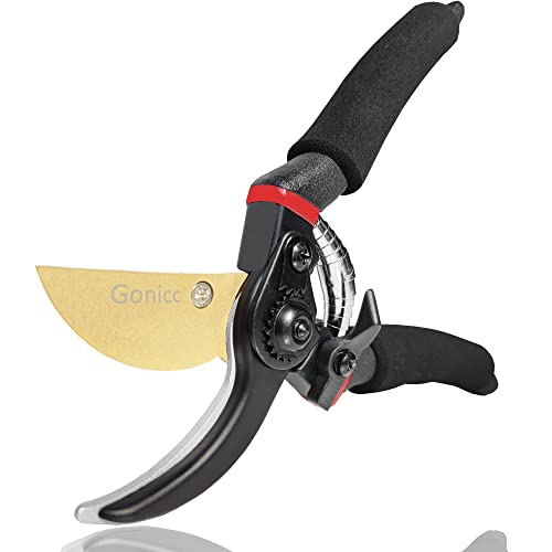 Gonicc 8" Professional Secateurs Premium Titanium Bypass Pruning Shears (gpps-1003), Hand Pruners, Garden Clip, Hedge Shears(gold)