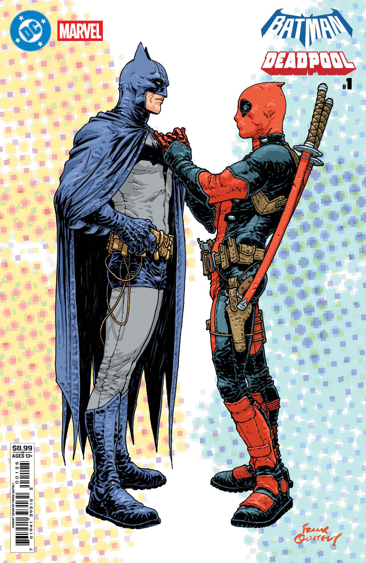 Deadpool adjusting Batman's cape