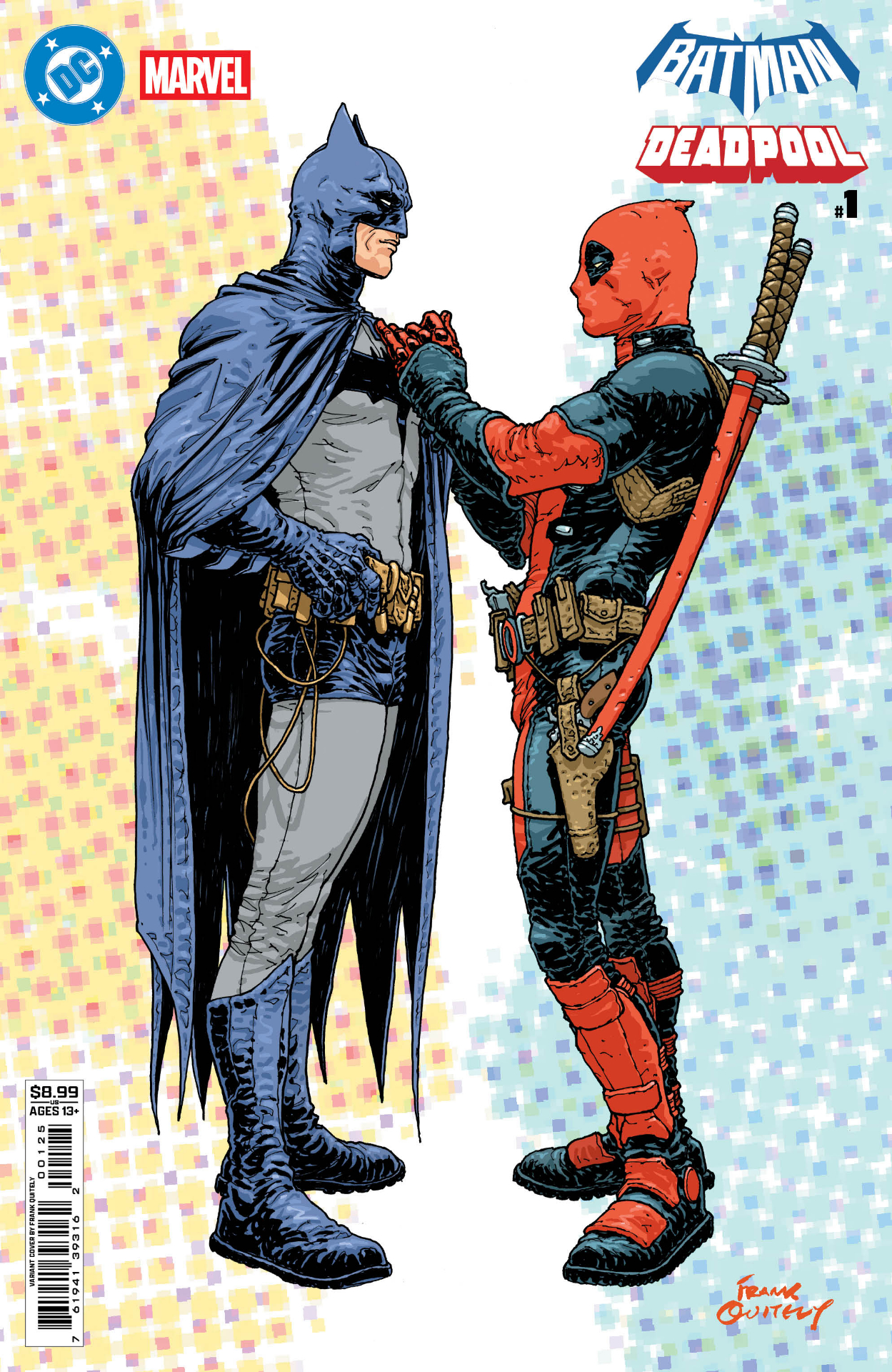 Deadpool adjusting Batman's cape