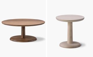 The ’Pon’ side tables are made of oak or ash