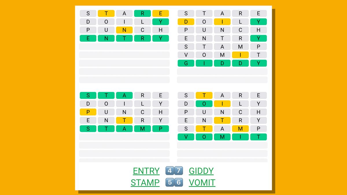 Quordle today hints and answers for Sunday, July 23 (game 545