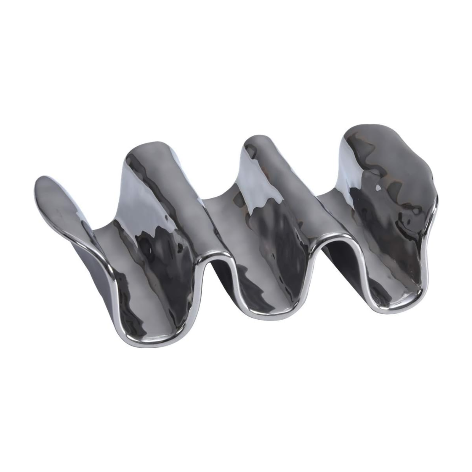 A silver titanium taco holder by Pampa Bay