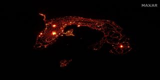 Hawaii's Mount Kilauea volcano seen erupting from space.