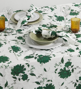 Floral print dressmaker tablecloth.