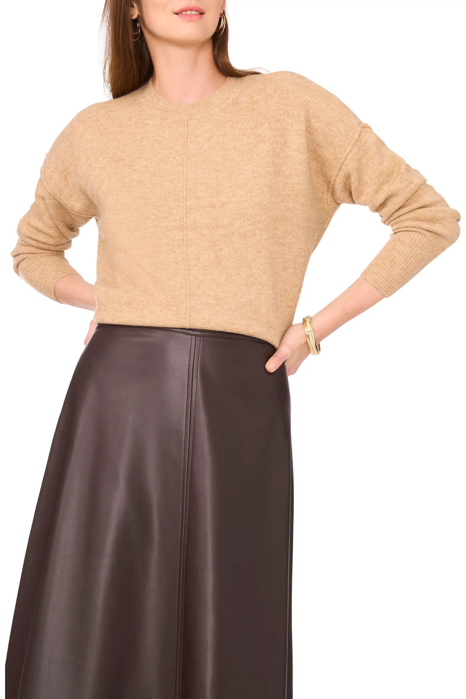 Vince Camuto, Exposed Seam Crewneck Sweater