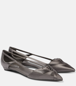 Cutout Satin Ballet Flats