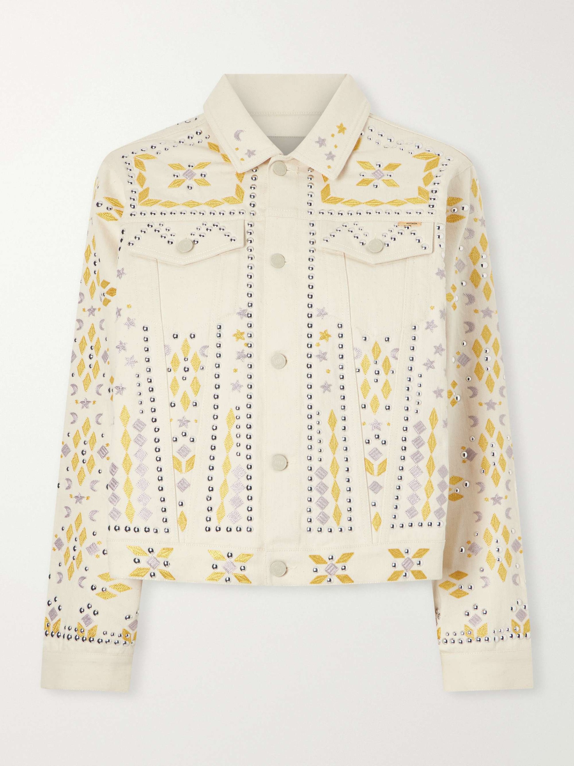 The Bruiser Appliqu&amp;eacute;d Studded Denim Jacket