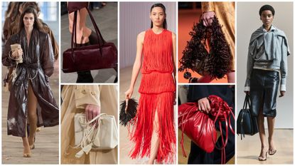 collage of bags across the NYFW runways
