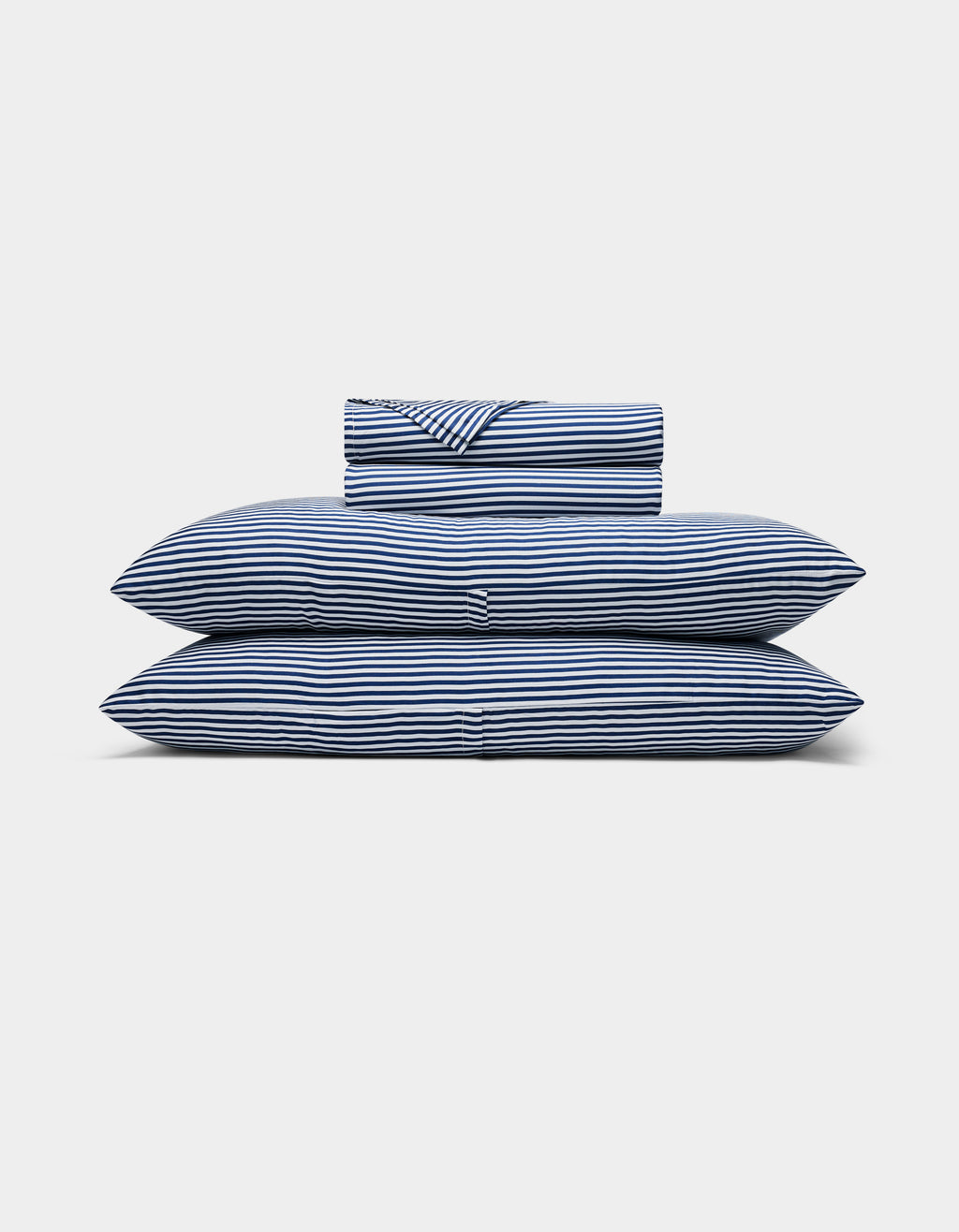 blue and white striped sheet set