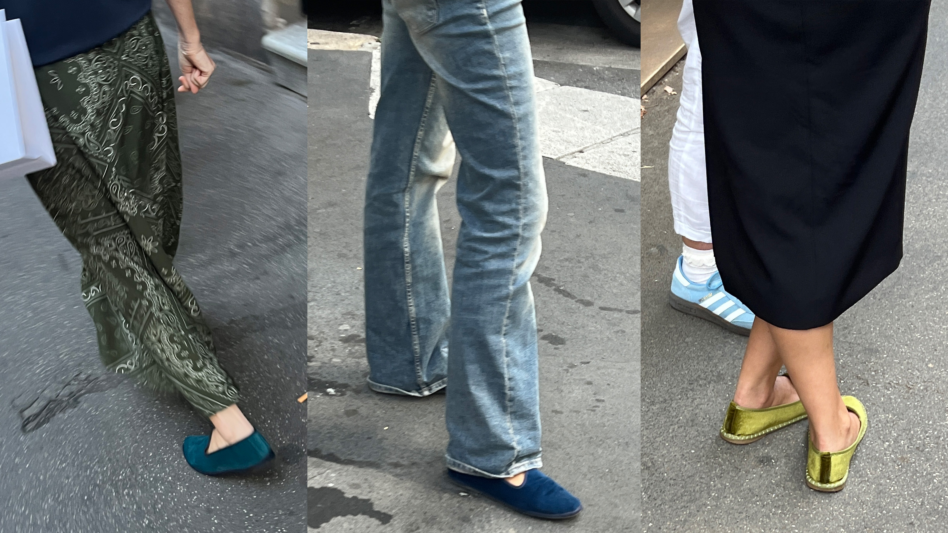 Women in Milan and Rome wearing colorful venetian slippers.