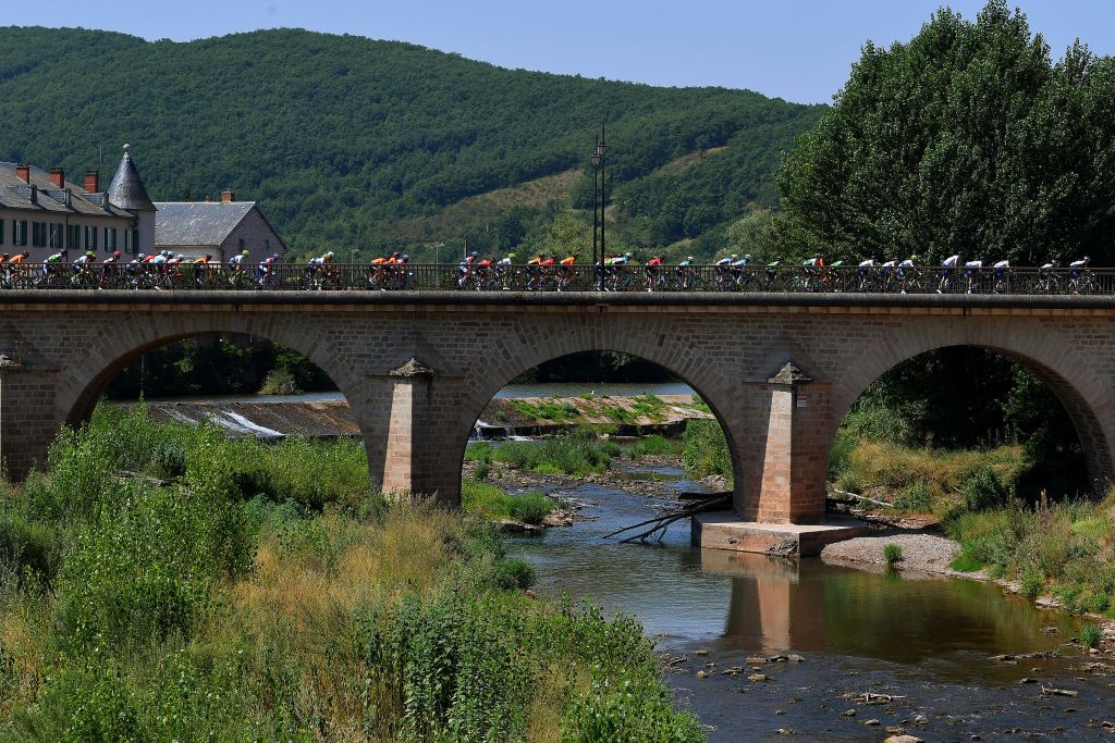 BEZIERS FRANCE AUGUST 01 Peloton Landscape Bridge during the 44th La Route dOccitanie La Depeche du Midi 2020 Stage 1 a 187km stage from Saint Affrique to Cazouls ls Bziers RouteOccitanie RDO2020 on August 01 2020 in Beziers France Photo by Justin SetterfieldGetty Images