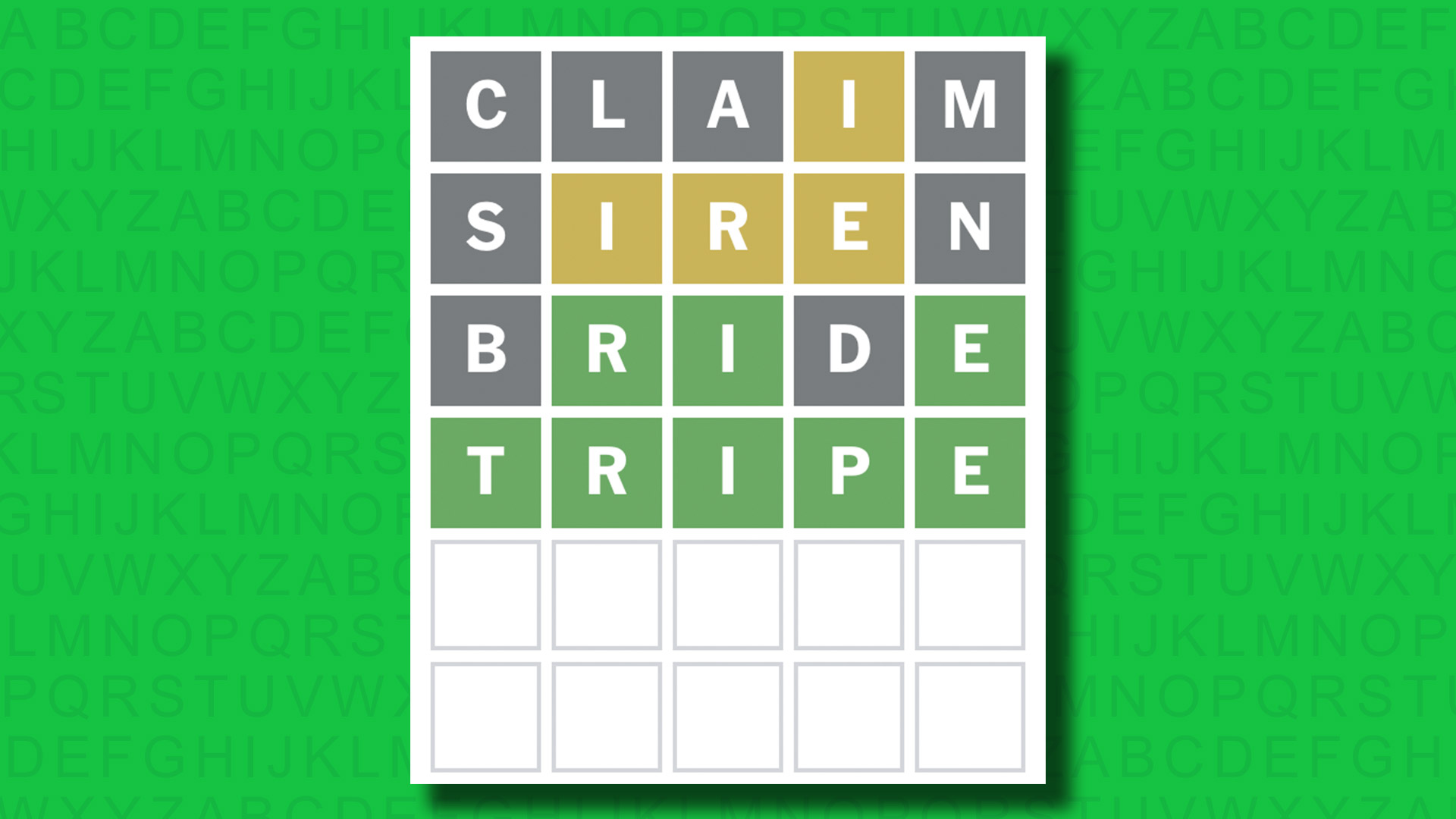 NYT Wordle answer for game 1420 on a green background
