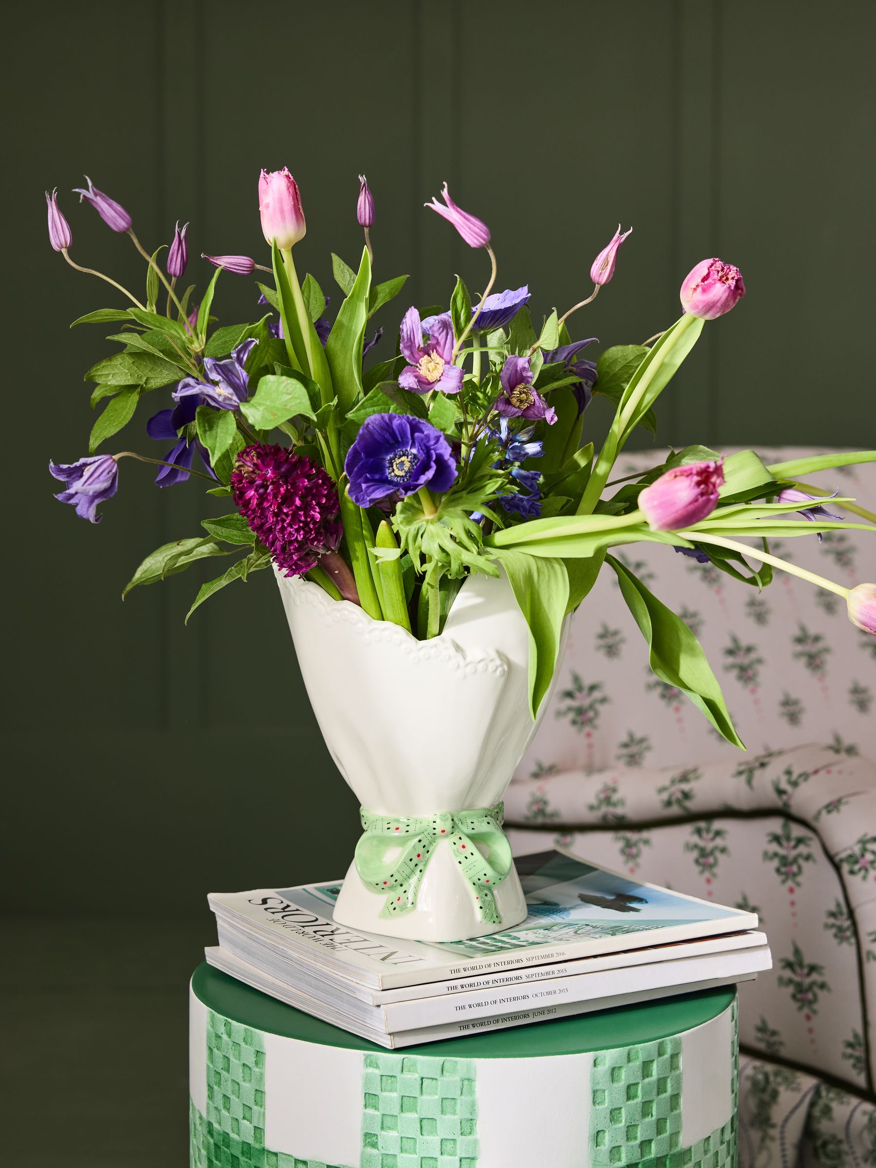 Cath Kidston White/green Bouquet Vase - Size One