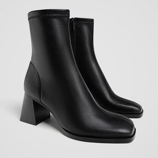 black square toe boots from Stradivarius