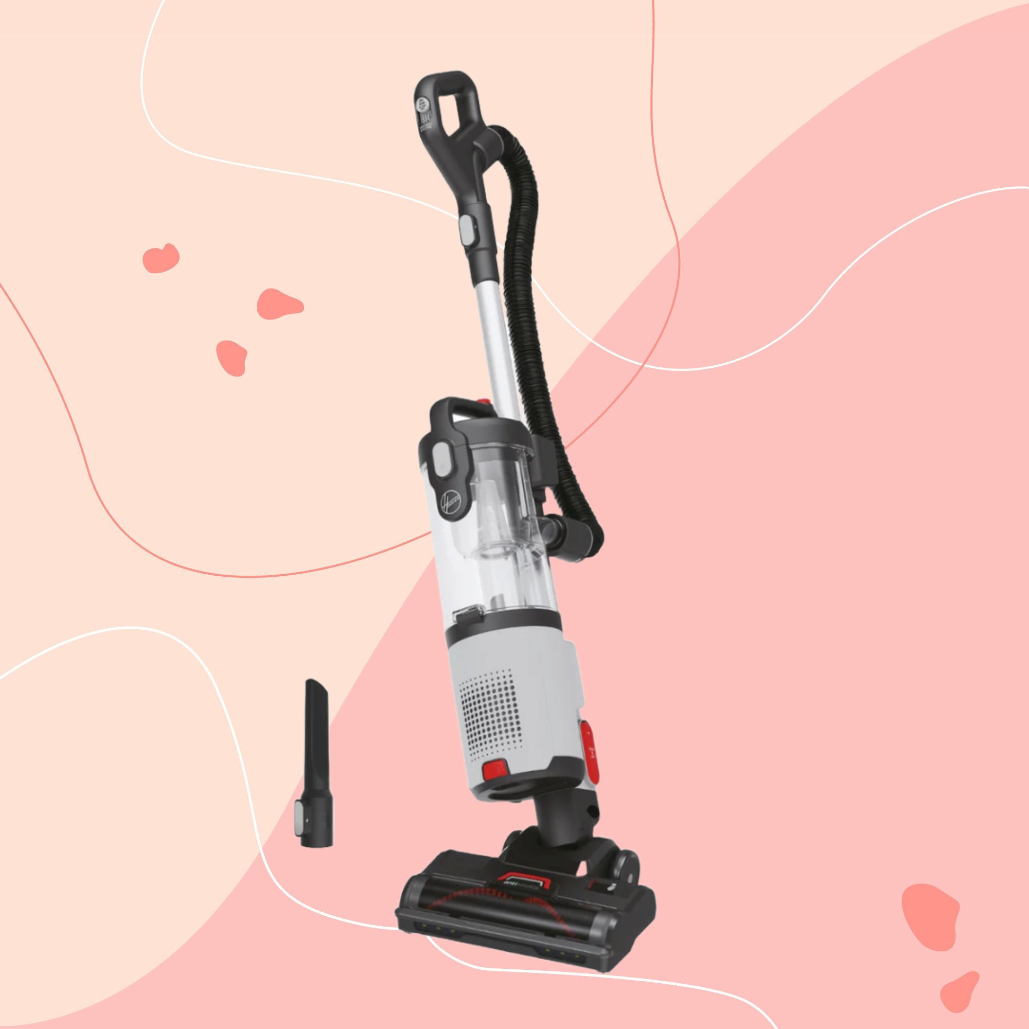 Hoover HL4 Upright Vacuum Cleaner on a pink background
