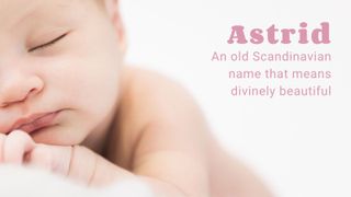 sleeping baby on a pink background illustrating cool baby names Astrid