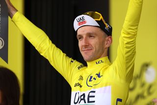 Adam Yates in the yellow jersey at the Tour de France