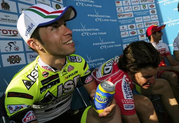A happy Giovanni Visconti (ISD - Neri) after winning stage four and taking the lead in Turkey.