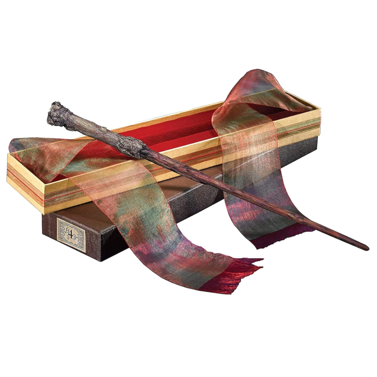 The Noble Collection Harry Potter wand and box on a plain background