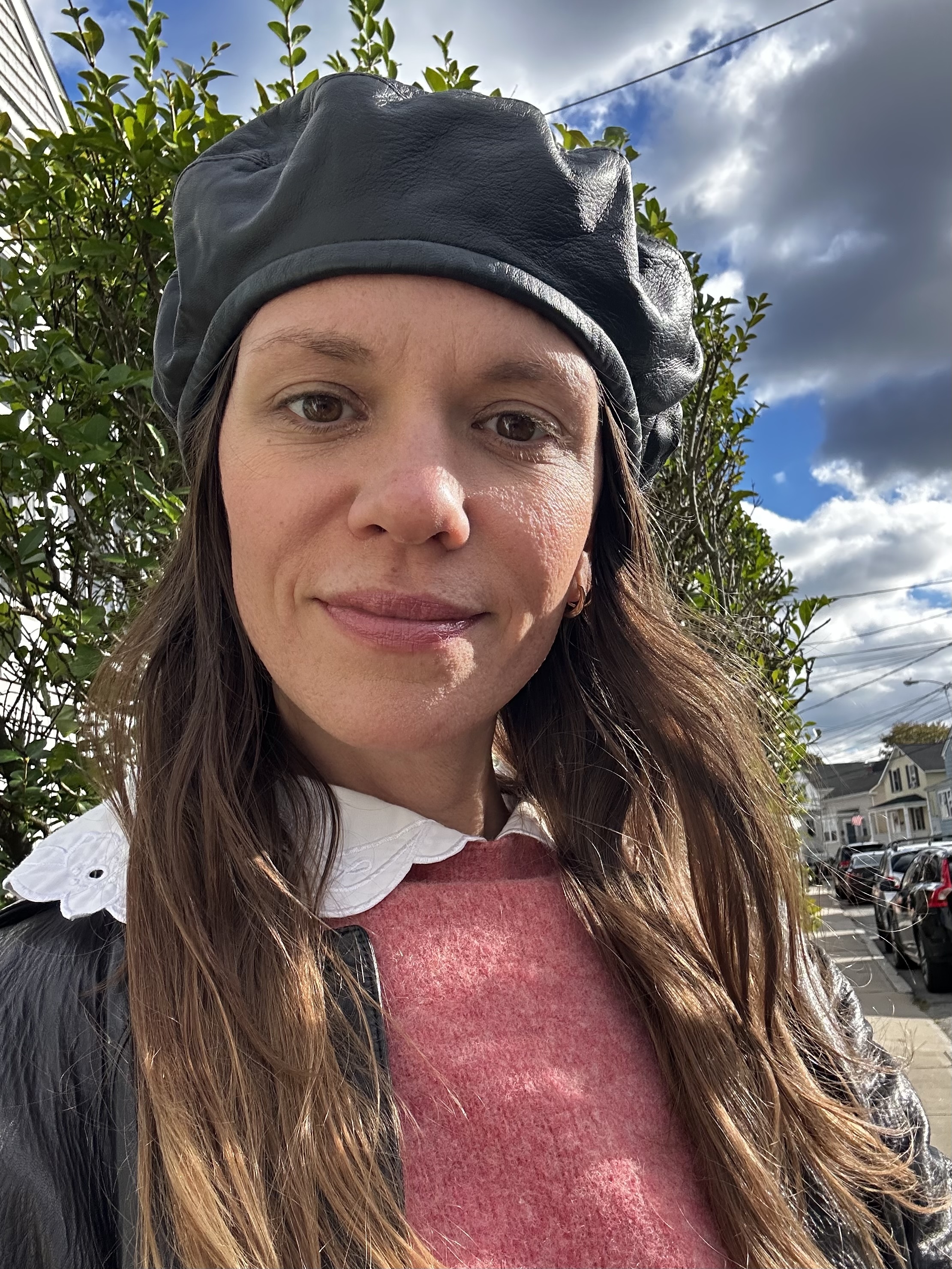 Julia Gall wearing winter hats