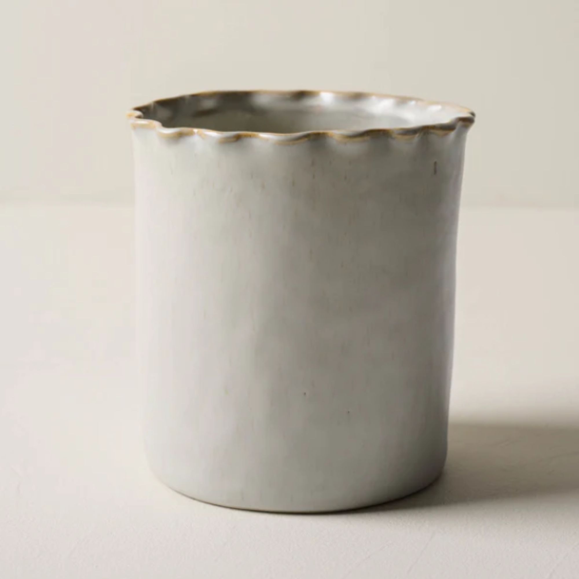 French Grey Ruffle Utensil Crock