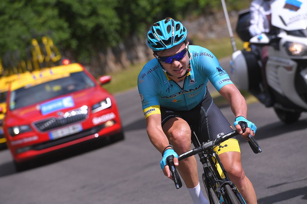 Astana&rsquo;s Alexey Lutsenko tried a long solo move during stage 2 at Dauphine