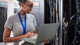 Woman using Acer Chromebook Vero 514 in server room lifestyle