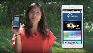 A still from a new NASA video describing how a participant can use the free Global Learning and Observations to Benefit the Environment (GLOBE) smartphone app to record local temperatures, which drop during a total or partial solar eclipse.
