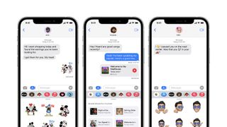 iMessage on iPhone displayed across three iPhone screens