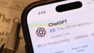 The ChatGPT app by OpenAI is shown on a cell phone
