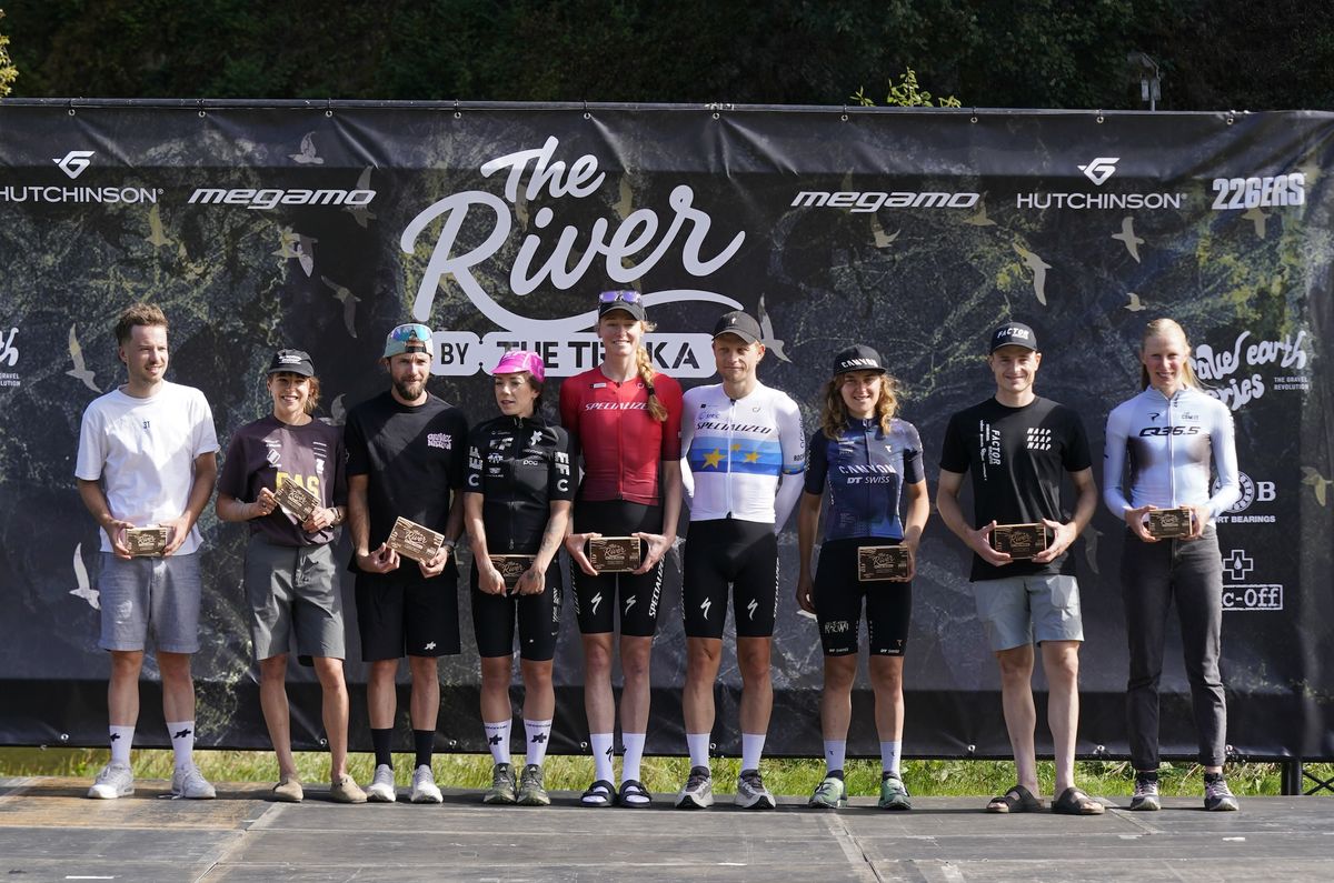 Top fives for elite women and men in 2026 Gravel Earth Series were confirmed after The River, Geerike Schreurs and Mads W&amp;uuml;rtz Pedersen (centre) taking the titles