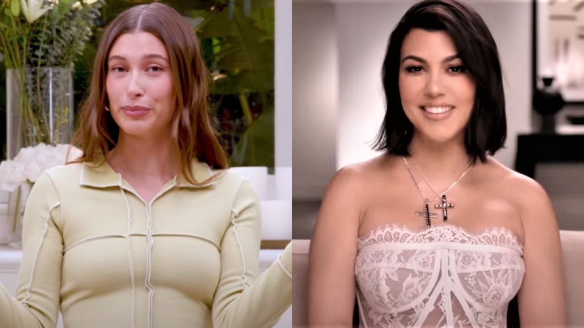 Hailey Bieber on her YouTube channel and Kourtney Kardashian on The Kardashians.