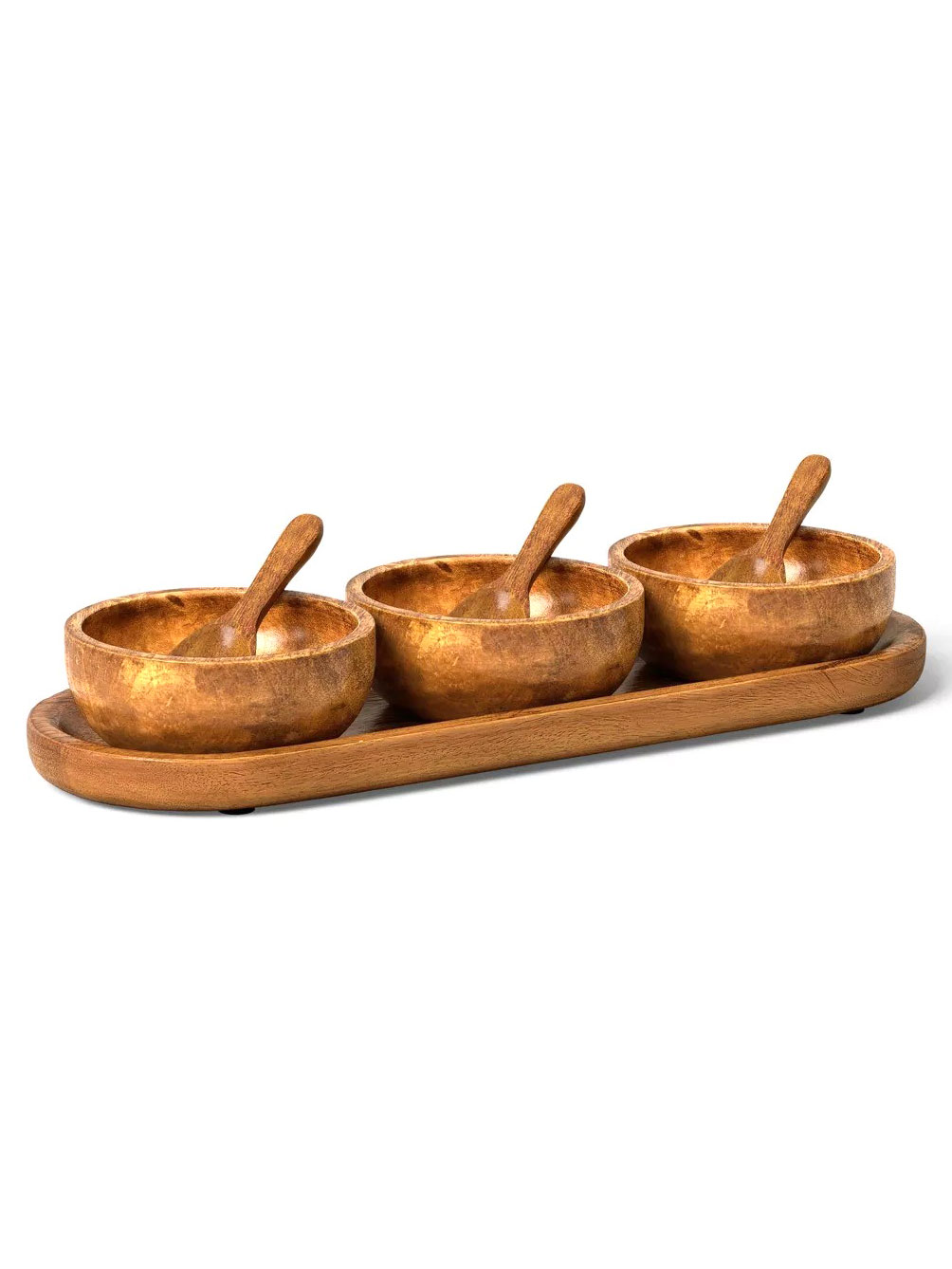 Wooden Serving Mini Bowl Set With Tray 