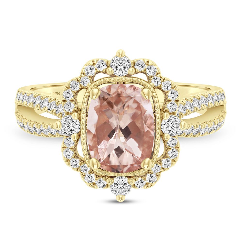 Paulette Morganite & Diamond Engagement Ring in 14K Yellow Gold