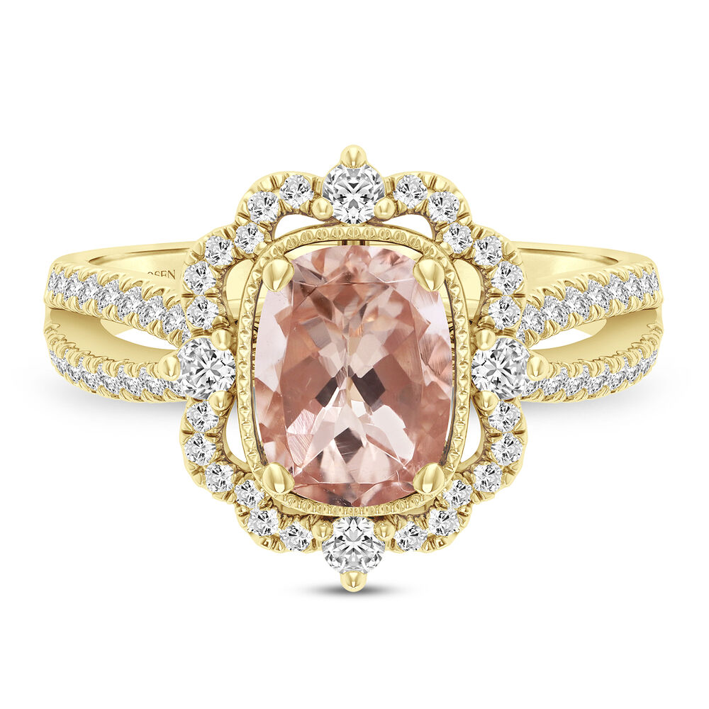 Paulette Morganite & Diamond Engagement Ring in 14K Yellow Gold 